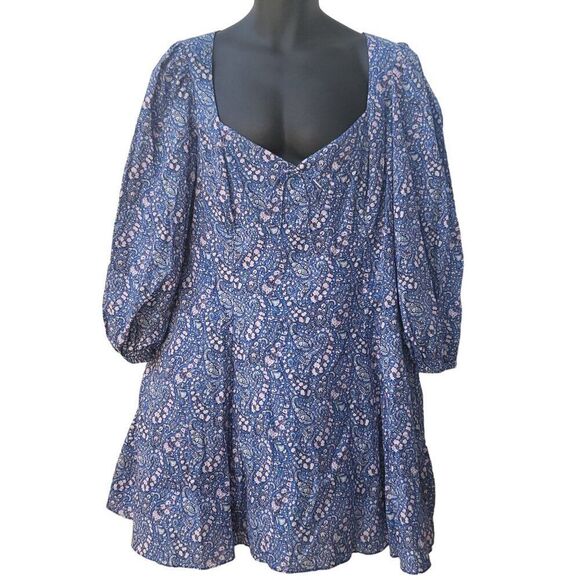 J. Crew Dresses & Skirts - J. Crew Navy Blue Paisley Mini Dress with Pink Detail